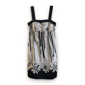 Rock and Republic Tank Dress Womens 10 White Black Floral‎ Graphic Print Stretch
